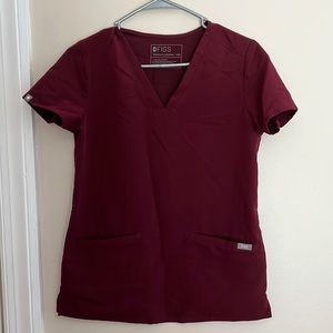 Figs scrub top XXS burgundy